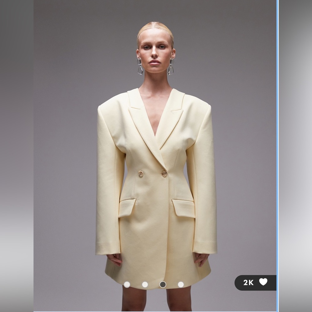 ASOS DESIGN sculpted blazer dress in buttermilk